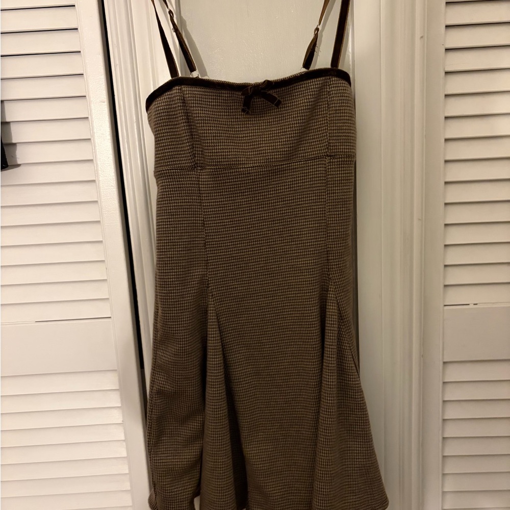 Iris Strapless Brown Houndstooth Dress